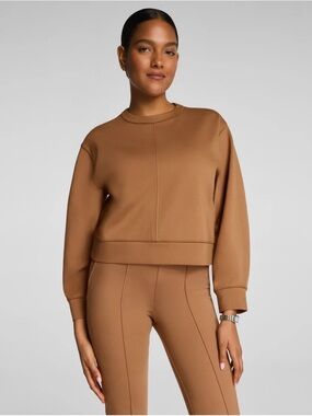 SPANX Ponte Crewneck long sleeveSweatshirt in Maplewood (camel)